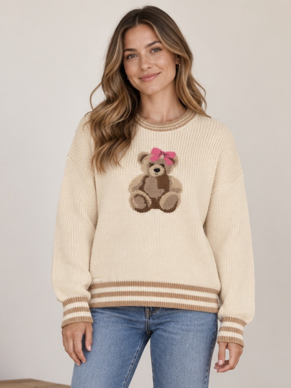 SIMPLY SOUTHERN Teddy Bear With Bow Sweater Size XXL NEW